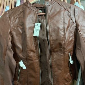 Brown (cognac) Express Faux Leather Jacket